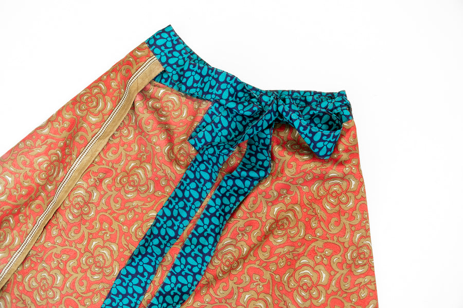 Full Length Reversible Wrap Silk Skirt