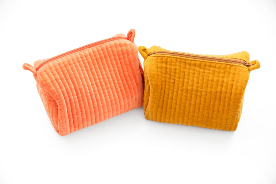 Velvet Cosmetic Pouch- Coral
