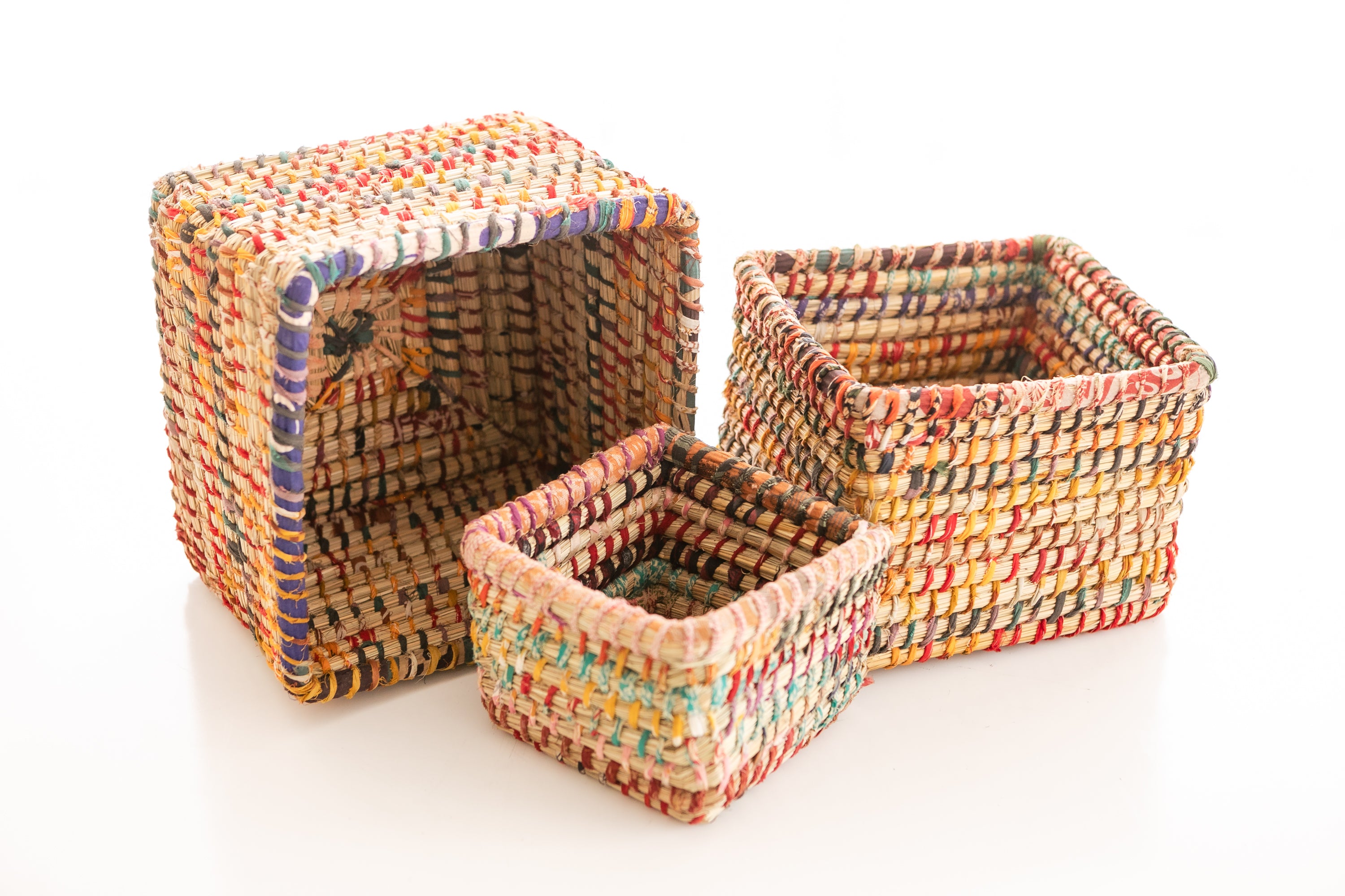 Handwoven Storage Baskets, Small Chindi & Hogla Baskets