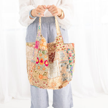 Tan Patchwork Tote