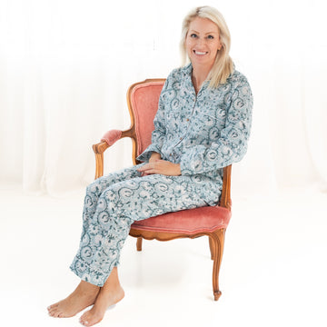 Coastal Comfort Block Print Pajama Set - Pants