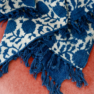 Indigo Fields Block Print Throw