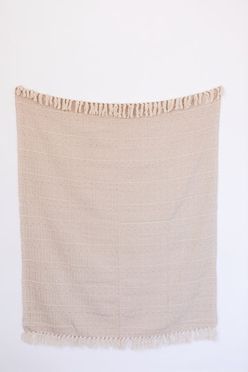 Taupe Hand Loomed Cotton Throw