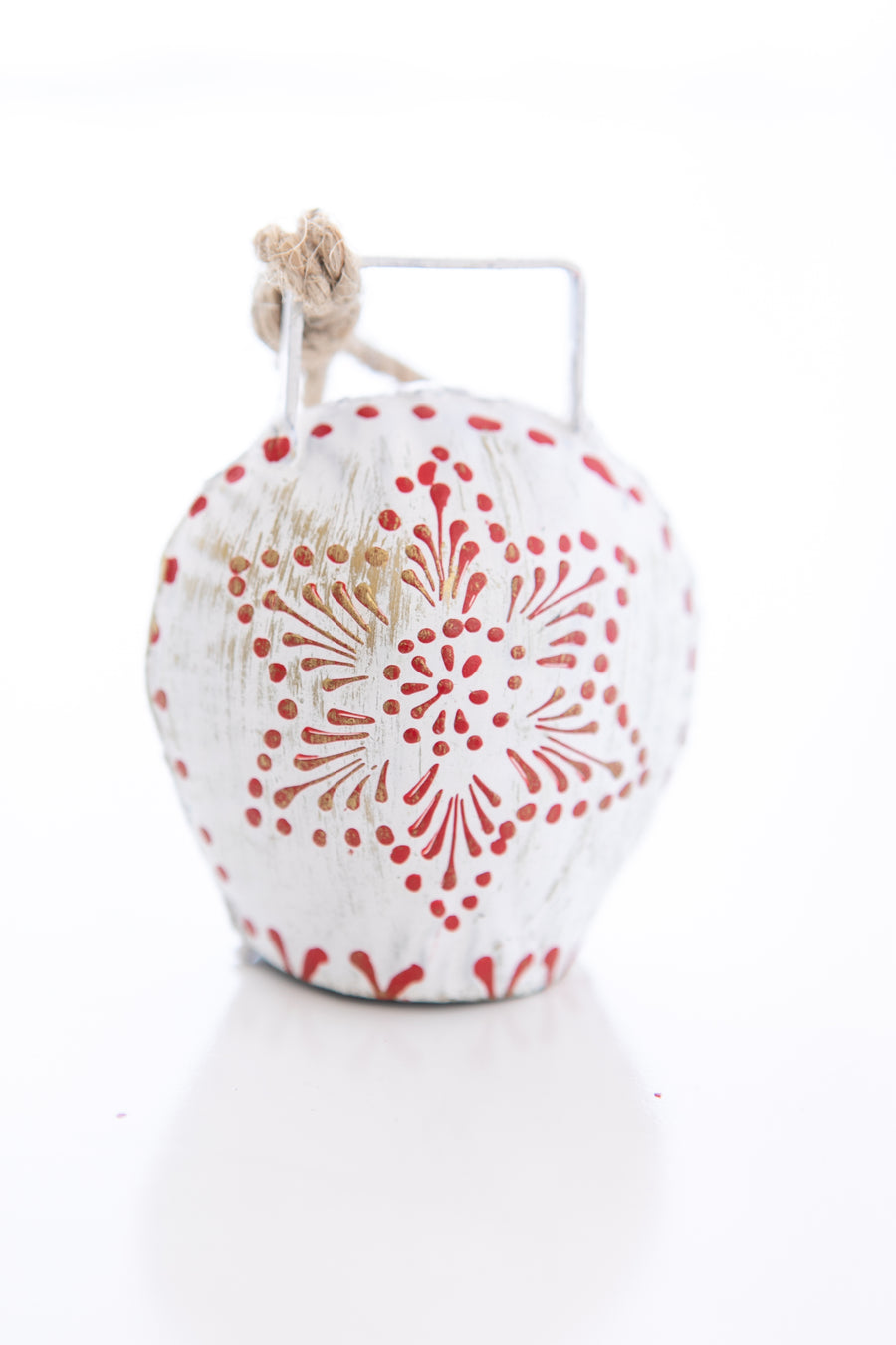 Hand Painted White Cow Bell L