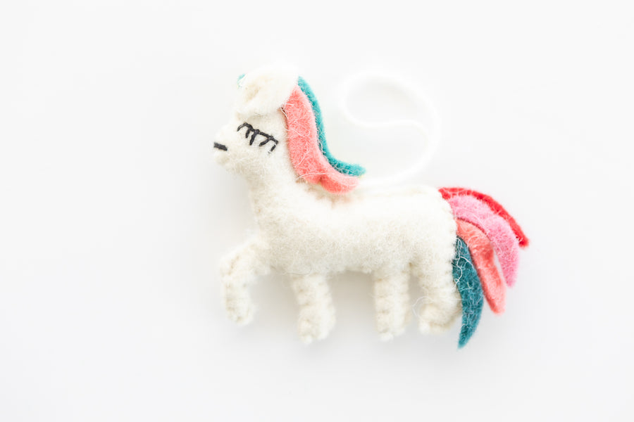 Wool Felt Unicorn Ornament